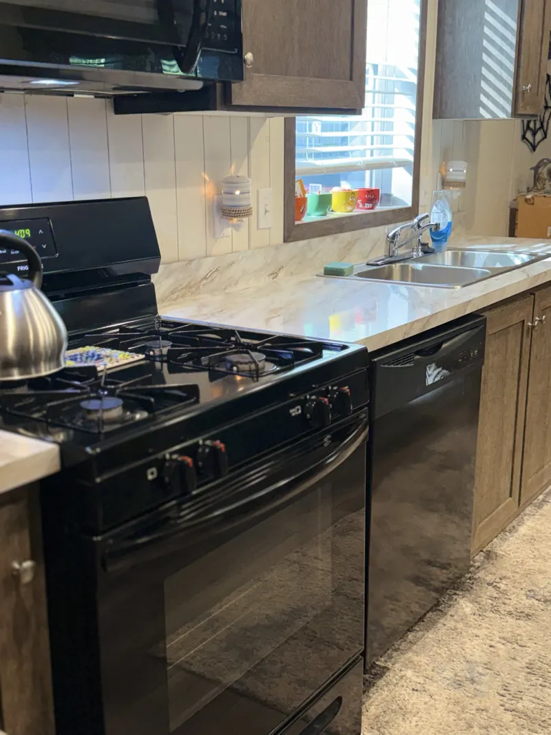 Kitchen counters, range and dishwasher cleaned by Pure Tri-City Cleaning